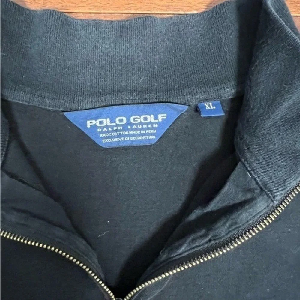 Polo Golf Ralph Lauren Black Quarter Zip Vest Sleeveless Mens Sz XL